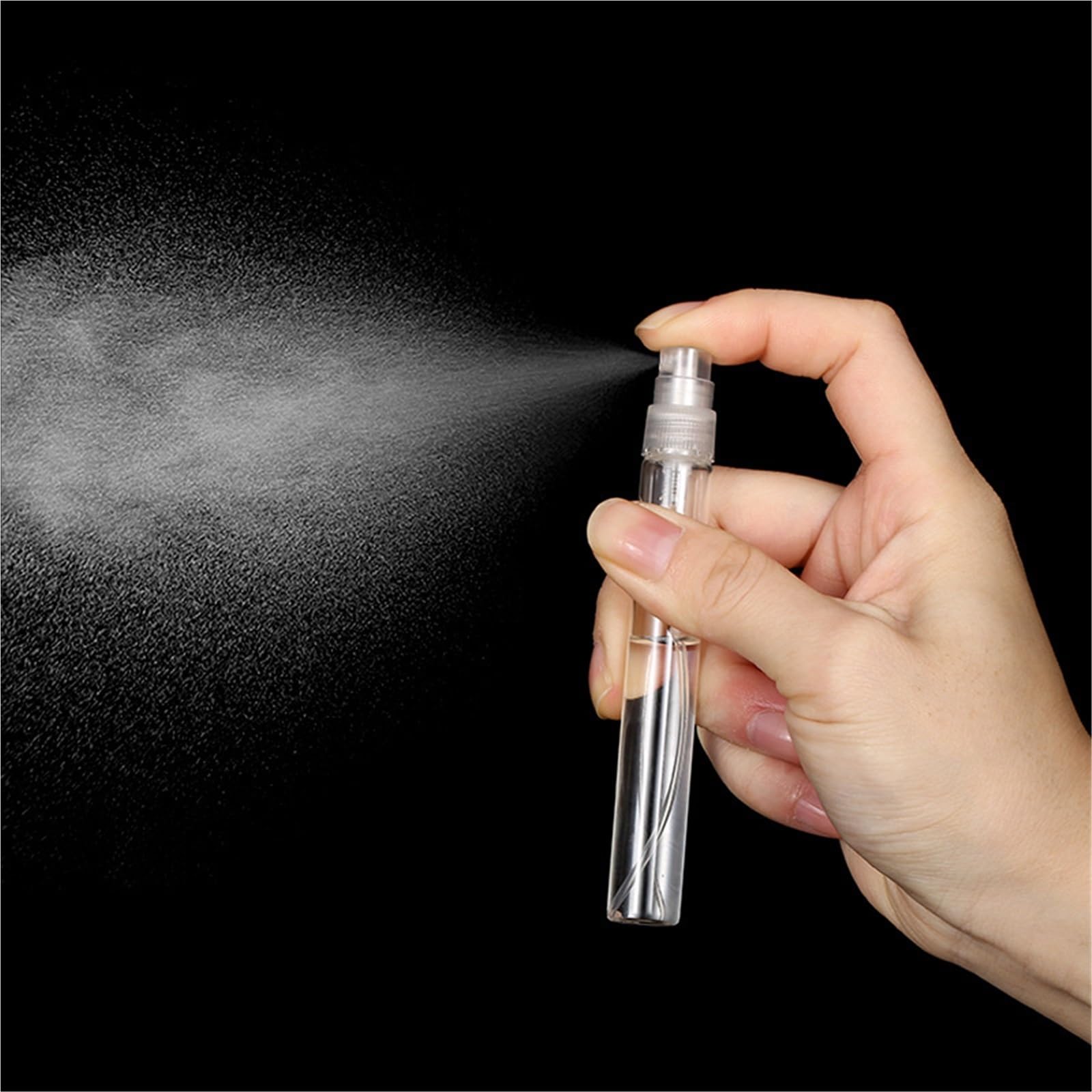 Botes Viaje Frasco de Perfume portátil de Vidrio Negro, vacío, rellenable, Muestra de cosméticos, Viales de Vidrio Fino.(Clear,10ML_100PCS)