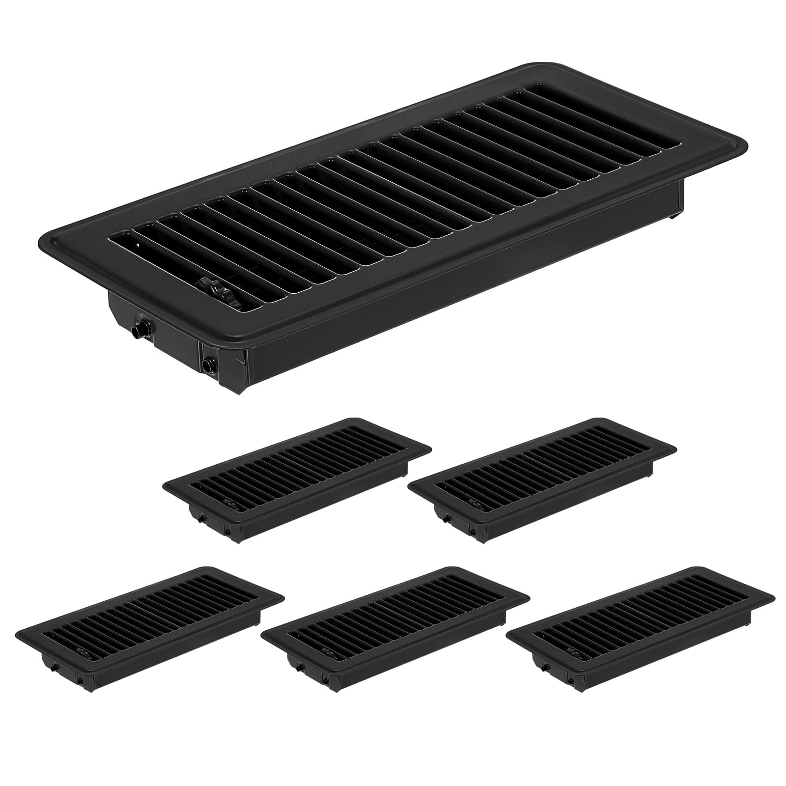 PATIKIL 4x10 Inch Floor Vent Covers, 6 Pcs Floor Registers Heavy Duty Metal Walkable Air Vent Covers Easy Adjustable Air Supply Lever for Home Office Wall Ceiling Grilles, Black