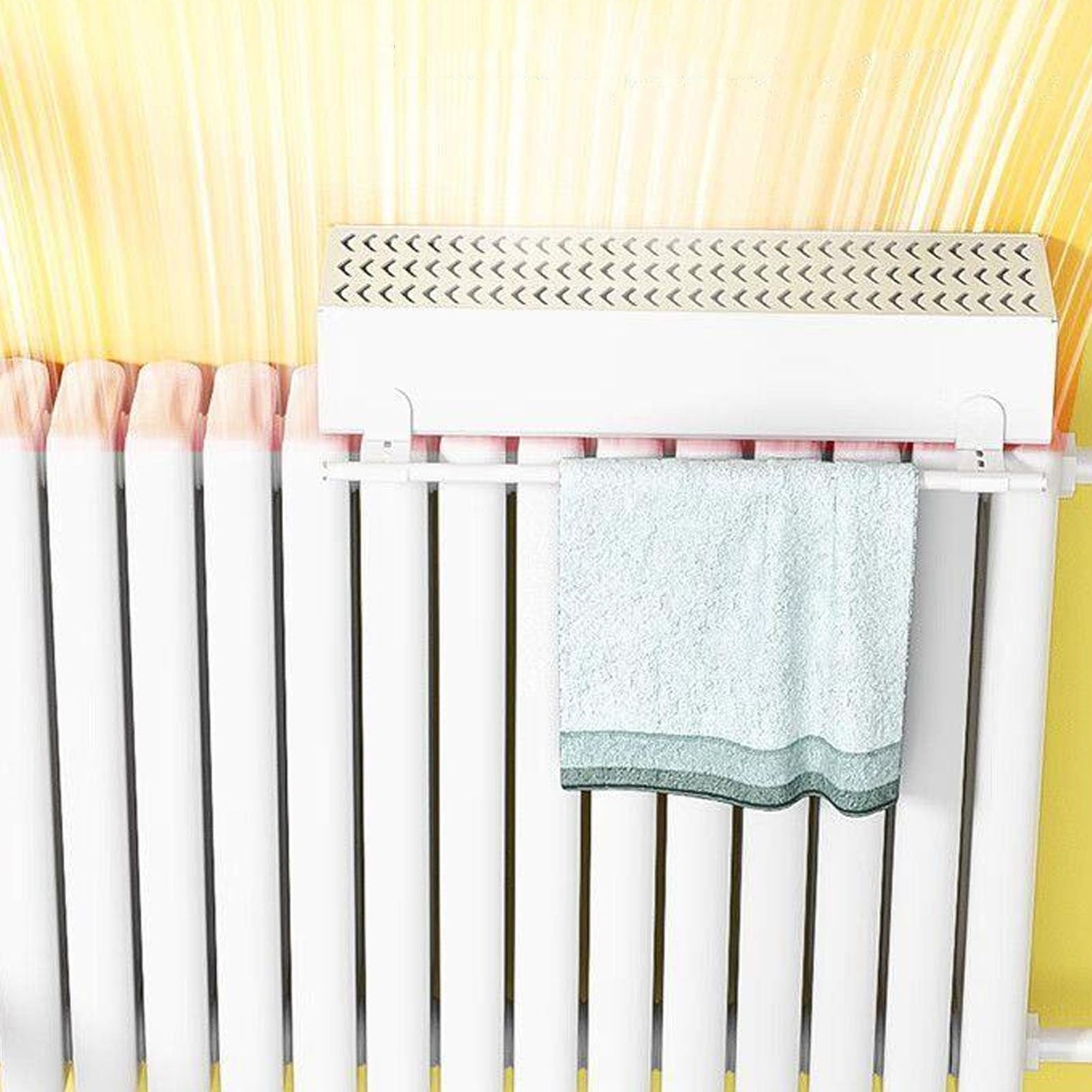 Wiszący nawilżacz chłodnicy, nawilżacz parowy, cichy i naturalny, materiał aluminiowy, z wysuwanym drążkiem do suszenia ubrań, nie wymaga prądu