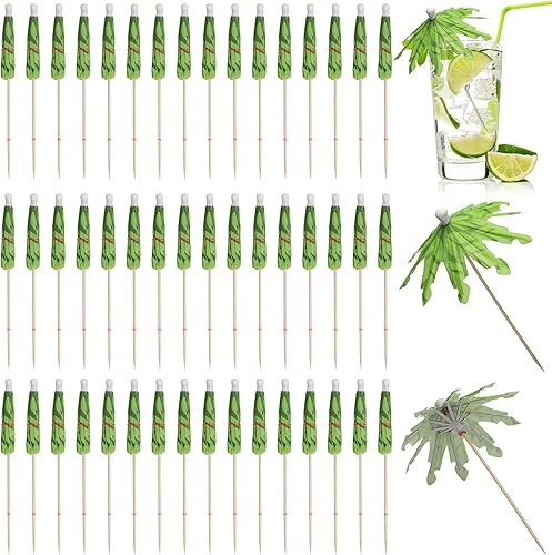 Coolrunner - 50 sombrillas de cóctel para bebidas, palillos de dientes con palmera de coco, decoraciones de paraguas tropical para bebidas, cóctel,