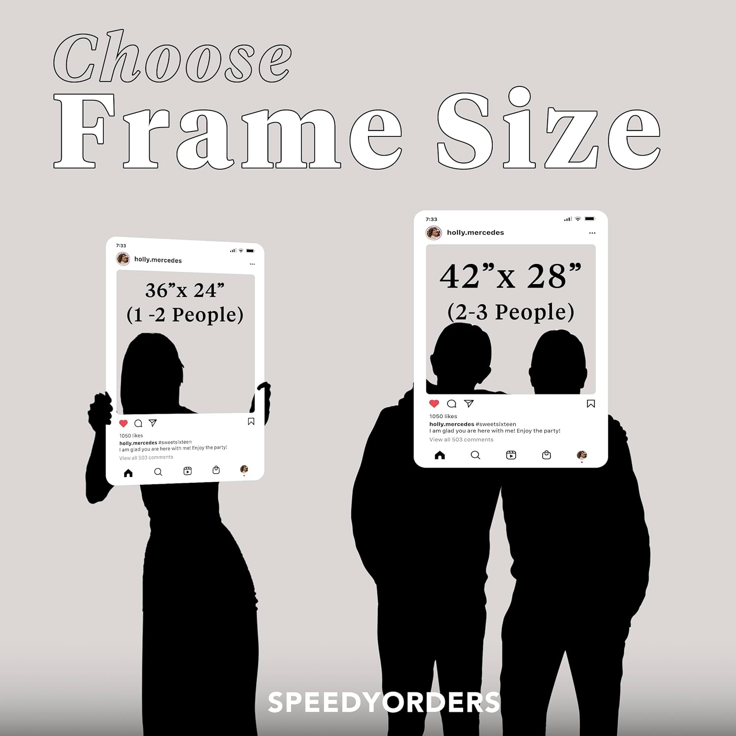 Social Media Photo Booth Prop - Custom Instagram Photo Booth Frame - Customized Insta Giant Selfie Frame - IG Frame for Fun Social Media Posts (Bundle - Black + White)