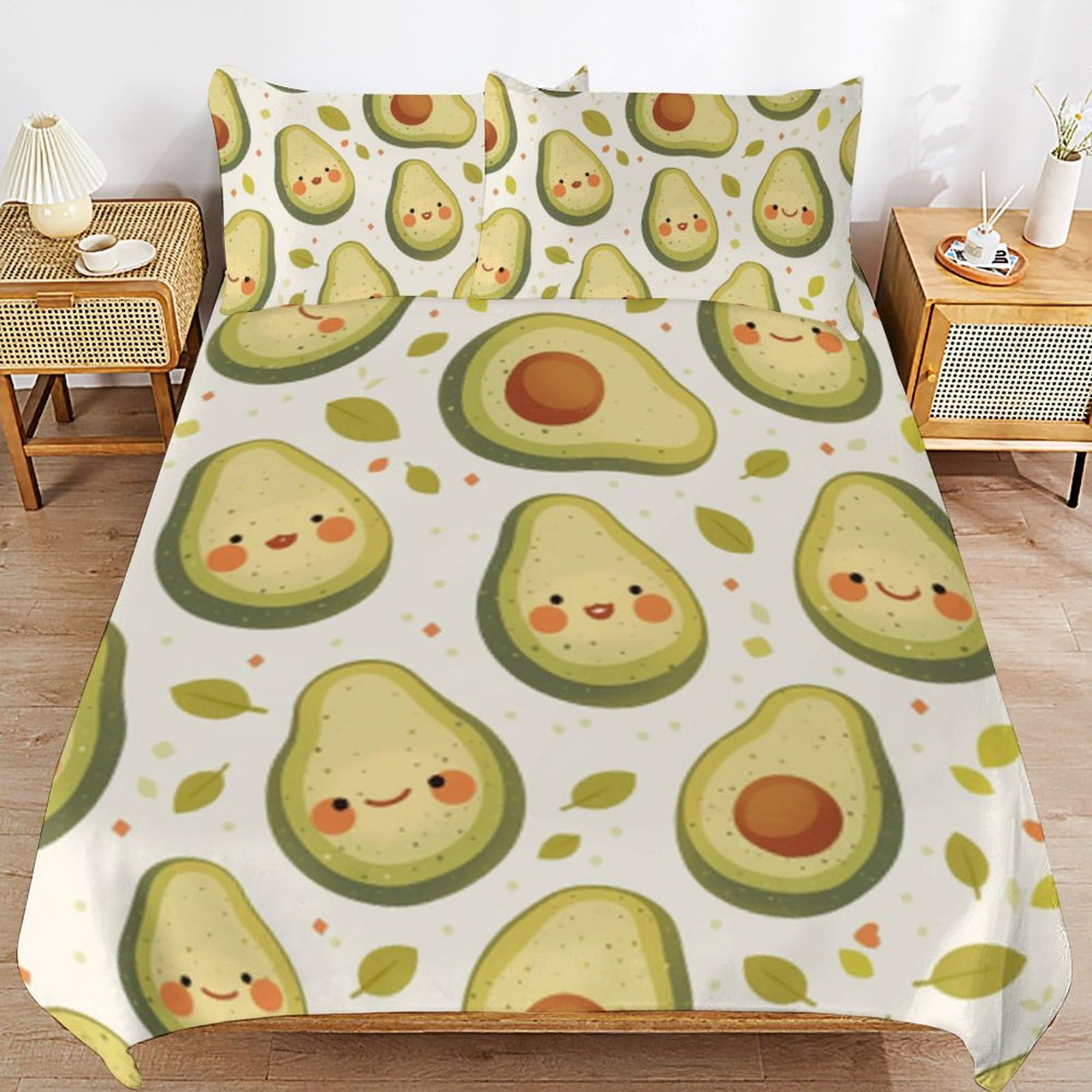 Parure de lit avocat 3 pièces en microfibre douce avec drap et taies pour enfant