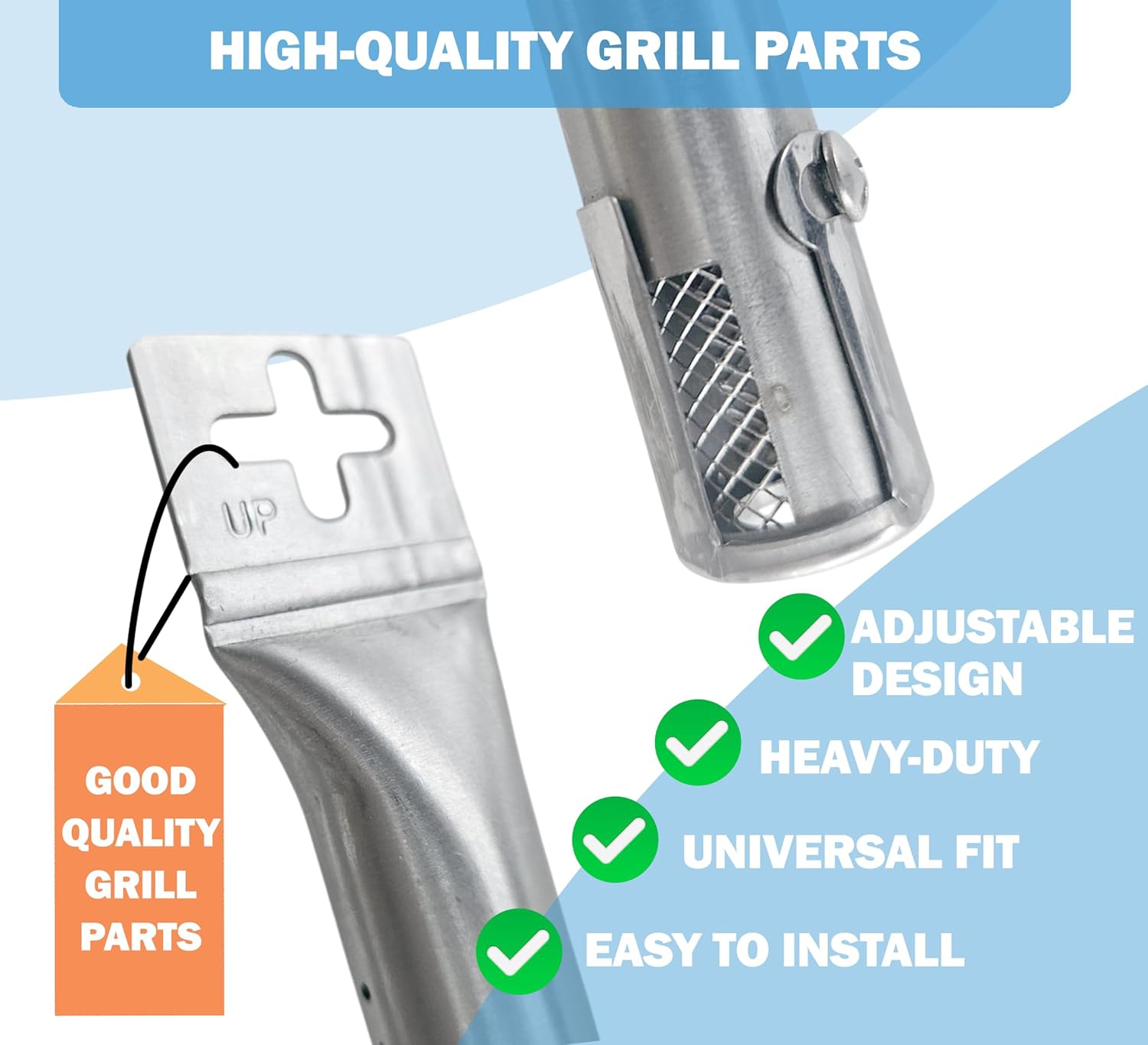 Set of 5 Universal Adjustable Burner Tubes (12" to 17.5") for 5 Burner Grills from Dyna Glo, Nexgrill, Brinkmann, Master Forge, Backyard Grill & Others, Universal Replacement Burners for Gas Grills