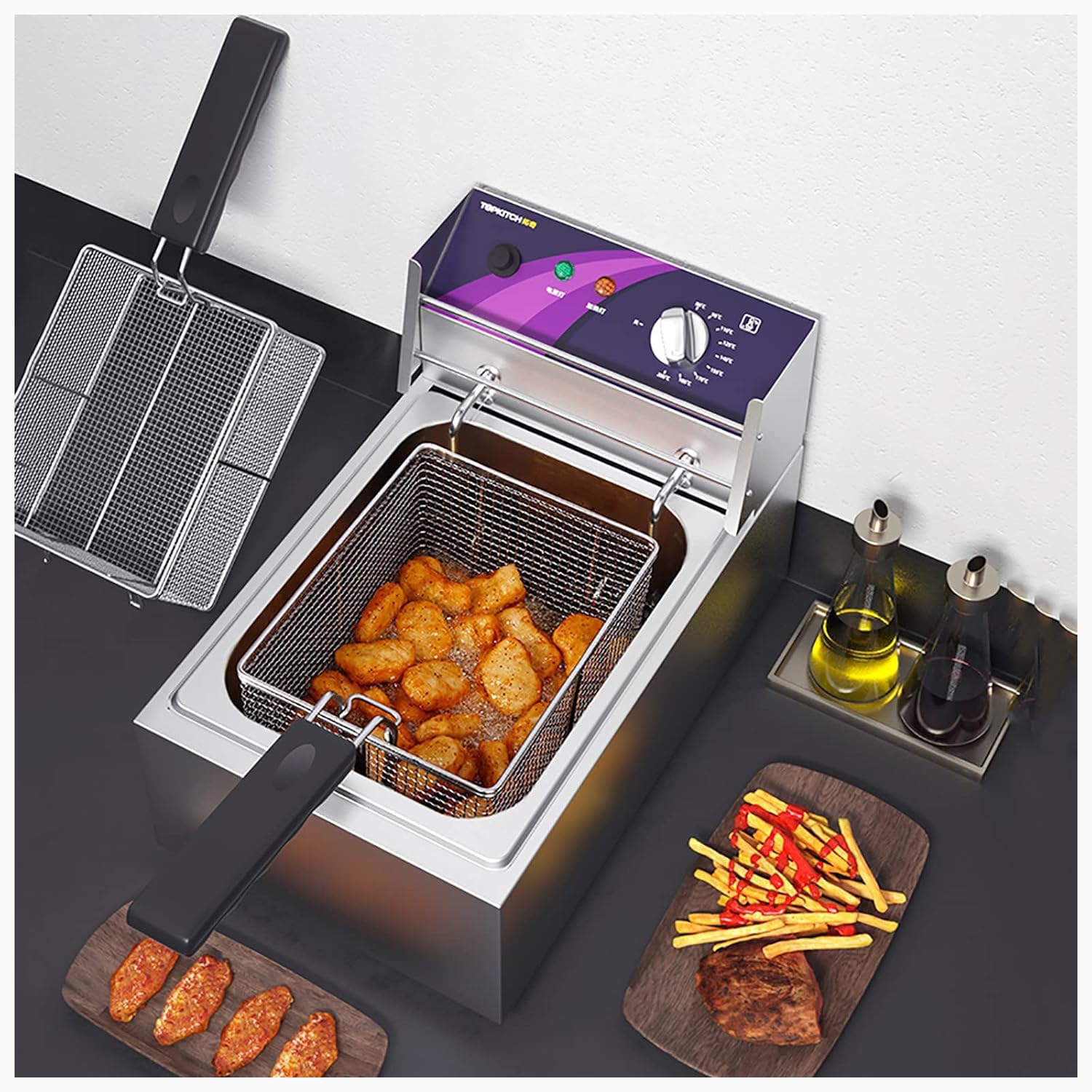 Friteuse electrique de comptoir 10L machine a frire 2500W panier inclus