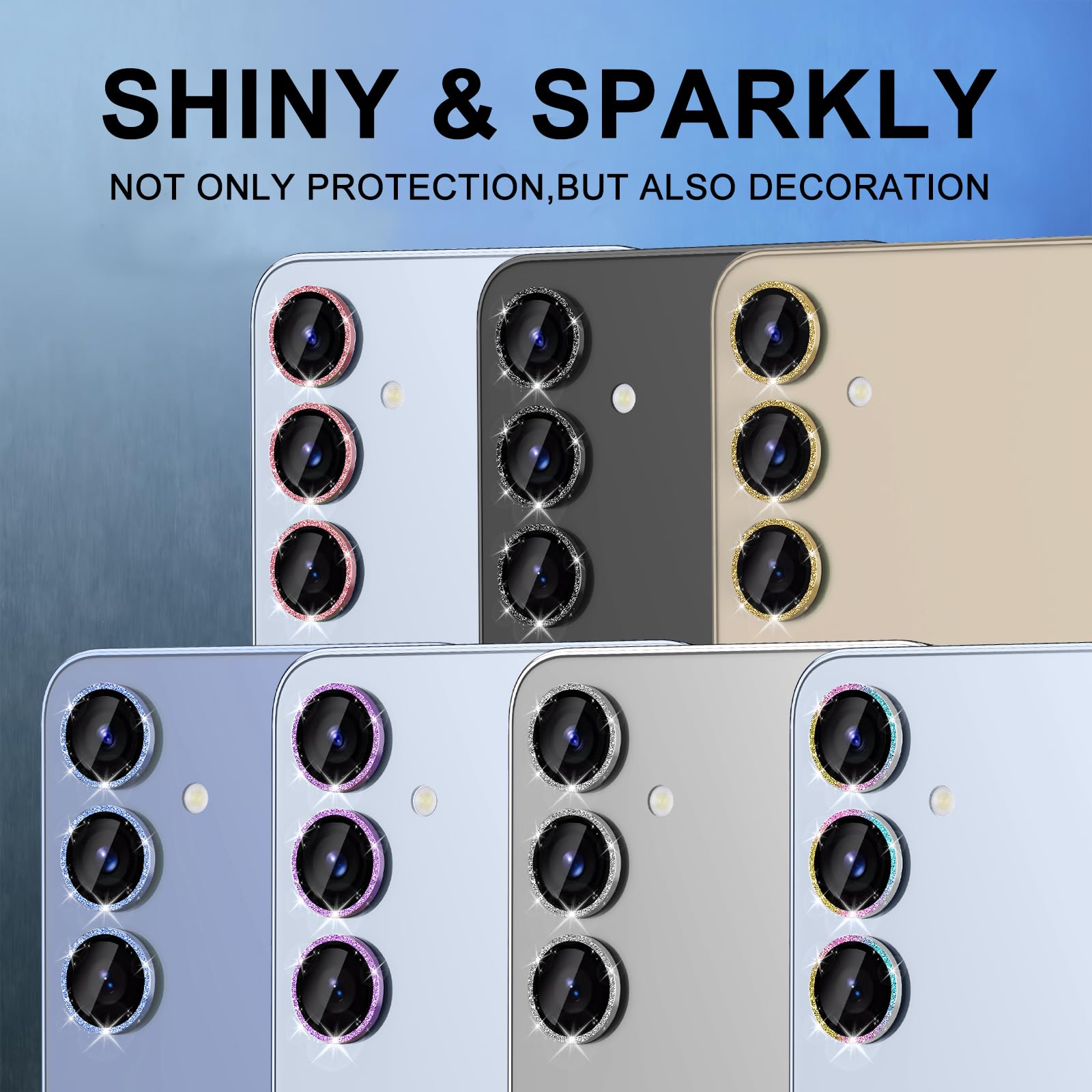 for Samsung Galaxy S26 Ultra Camera Lens Protector, Electroplated Matte Back with 9H Tempered Glass Lens Protector, [Strong Adsorption] [Case-Friendly] Metal Ring HD Clear Lens Cover, Purple: 1 Set-Black Sparkly Samsung Galaxy S25 Plus