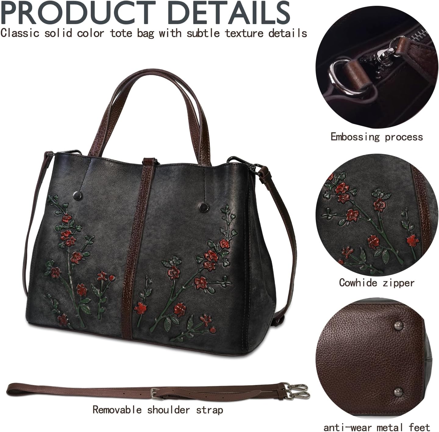 Genuine Leather Satchel for Women Top Handle Bags Handmade Purse Vintage Embossed Leather Crossbody Handbags Hobo Bag - Image 5