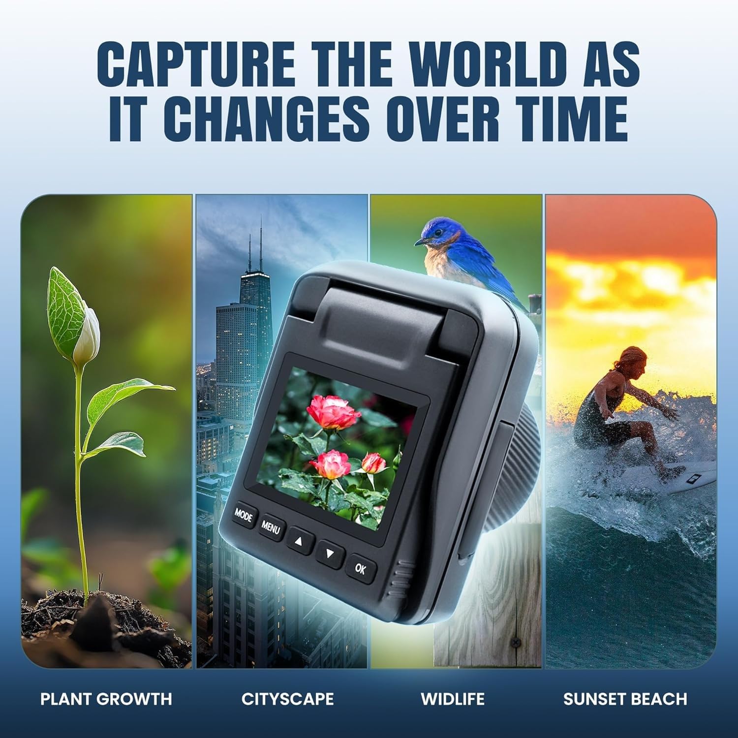 Zeitraffer Kamera, 4K FHD Time Lapse Kamera für Outdoor, IP66 wasserdicht, 180 Tage Aufnahme Time, Timelapse Camera für Baustellen, Pflanzen, Gartenarbeit, Kochen, Sonnenuntergänge (32GB)