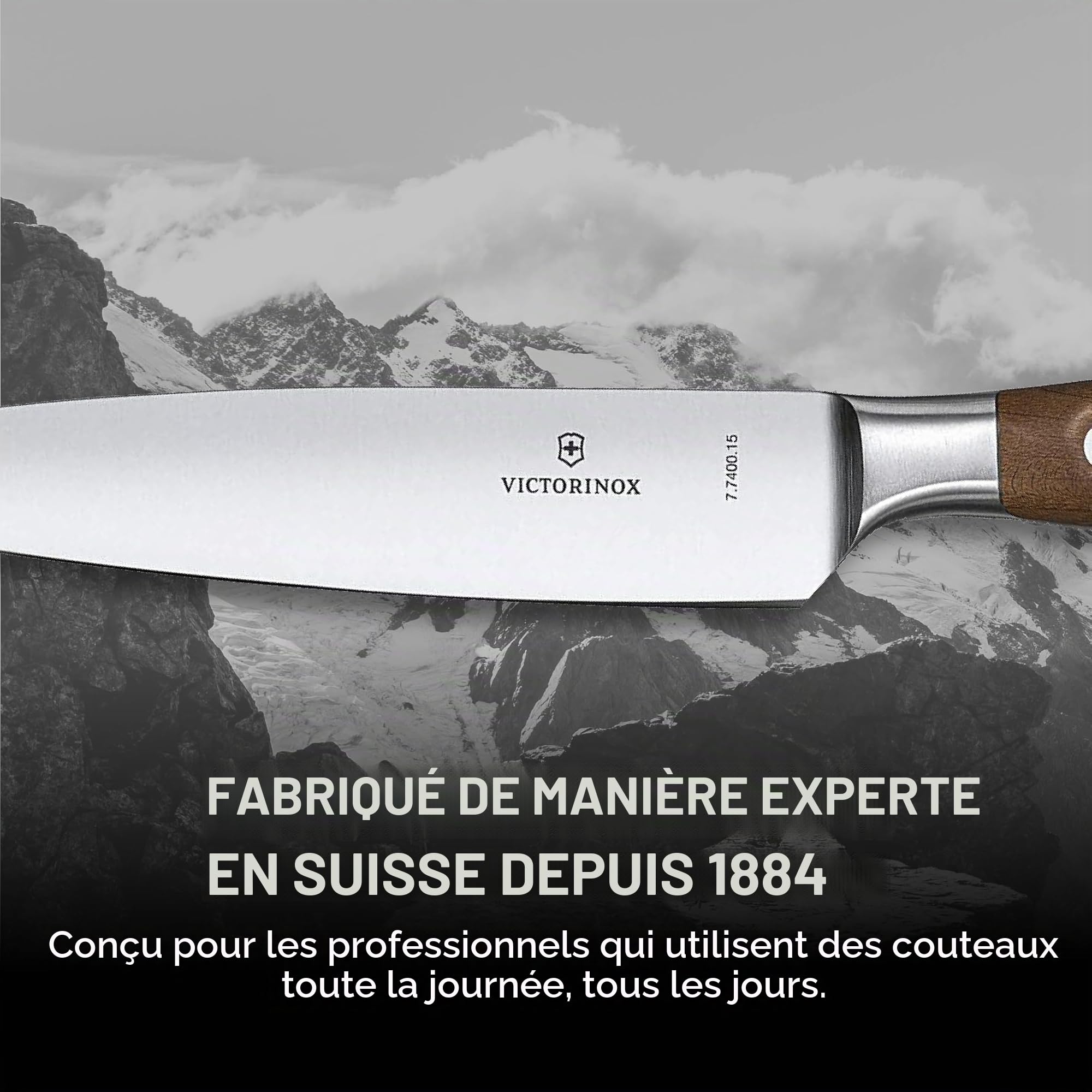 Victorinox Grand Maître Couteau à Trancher 15 cm, Lame Acier Inoxydable | Couteau de cuisine professionnel pour viande et rôtis avec manche ergonomique en érable noble poli.