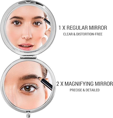 Miniatura 2 de LRUIOMVE Regalo de sobrina de tía tío espejo de maquillaje de viaje grabado con diseño de plata inspirador espejo cosmético de bolsillo compacto