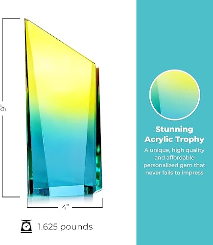 Miniatura 6 de Trofeo acrílico degradado grabado  Trofeo de premio  Grabado personalizado de hasta tres líneas y selección de versos preescritos