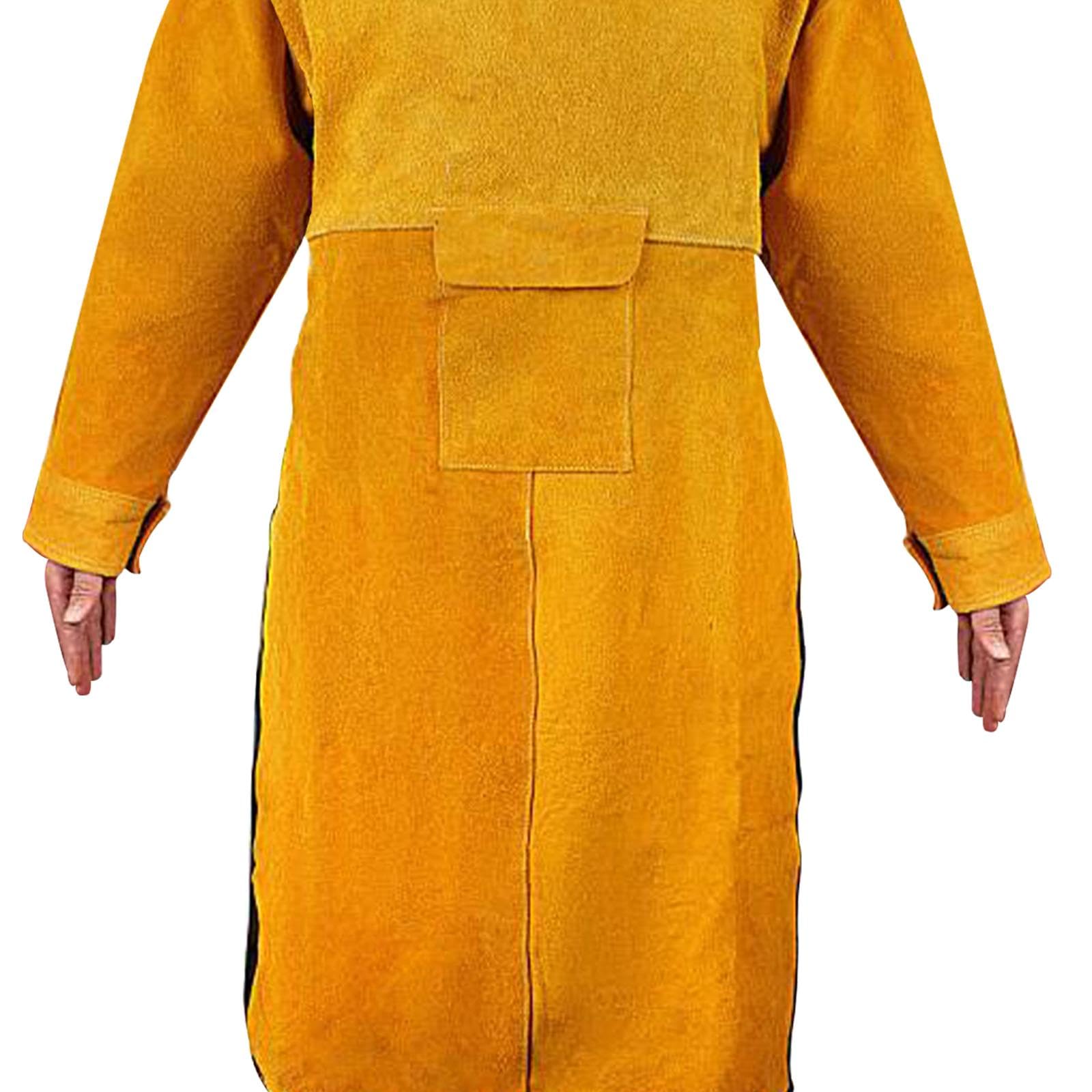 Tablier de Soudage à Manches, Veste de Soudage Ignifugée, Vêtements de Protection pour Soudeurs et Charpentiers (hommes et Femmes), Longueur 120cm