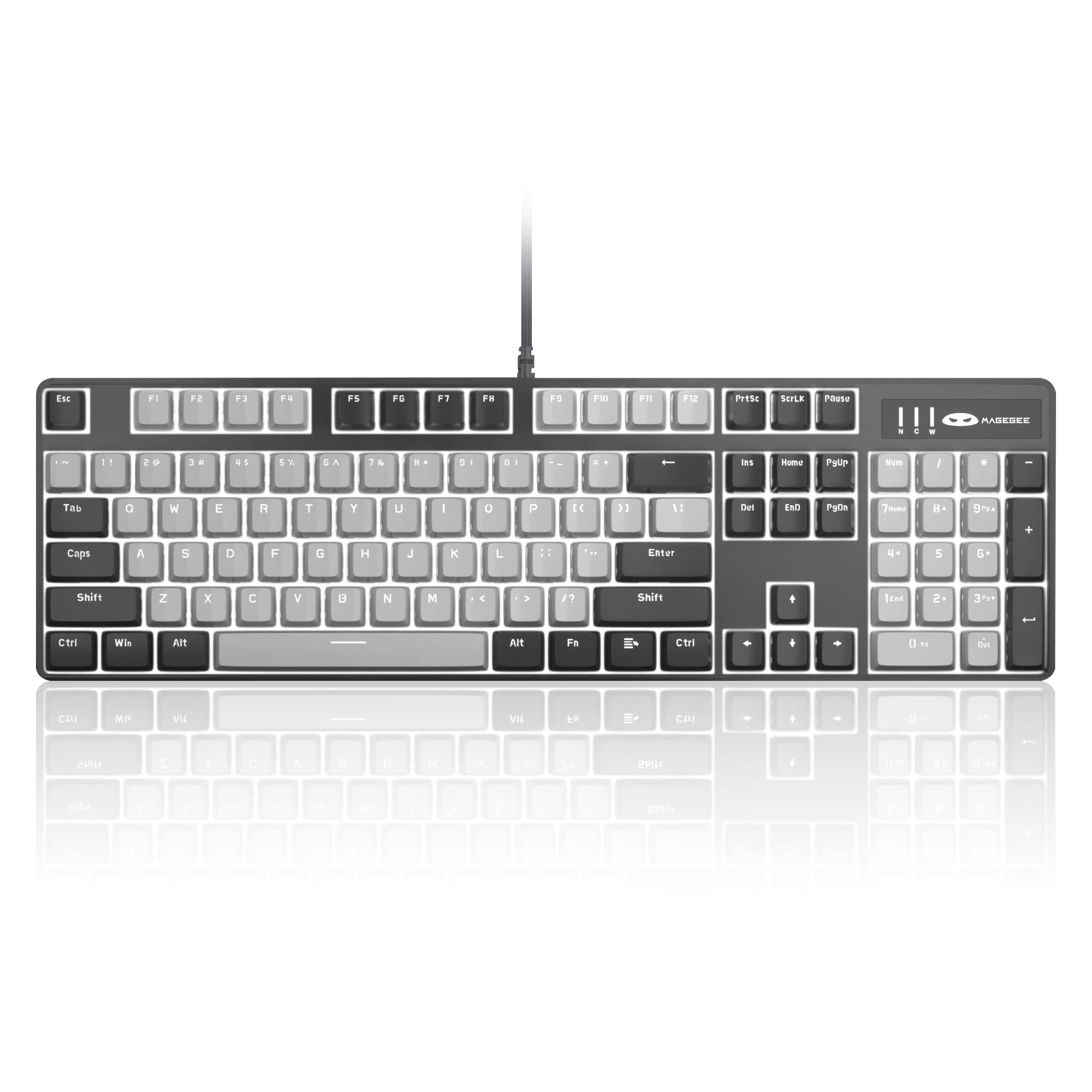 Mechanical Gaming Keyboard, 104 Keys White Backlit Keyboard with Red Switches DoubleShot