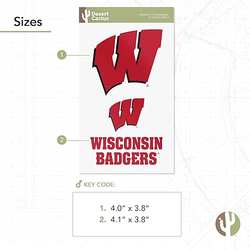 Miniatura 3 de Desert Cactus Adhesivo de la Universidad de Wisconsin Badgers de Wisconsin, calcomanía de vinilo para botella de agua para laptop, hoja de álbum de