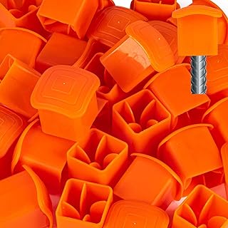 Sukh Rebar Caps - 90Pcs Orange Mushroom Safety Cover for T-Posts, Building Construction Protection Stakes - Plastic End Caps Fit #3-#7 Stake Sizes