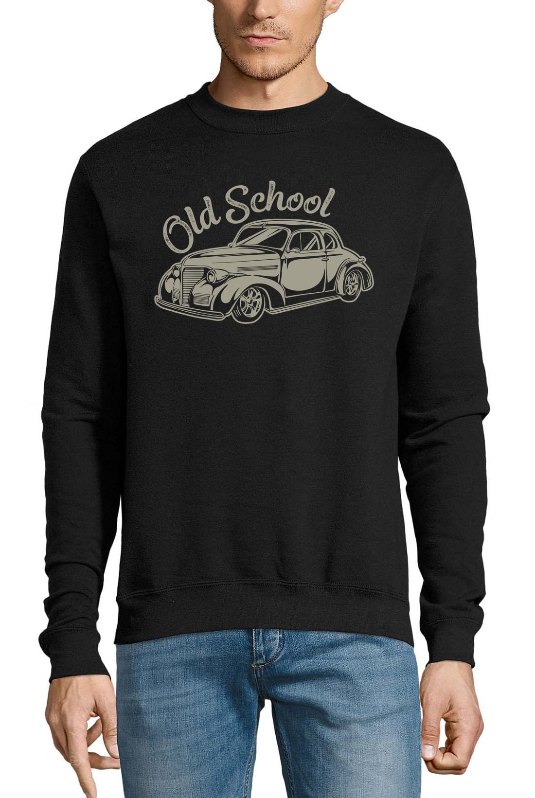 Old School Car Graphic Pull en coton Noir XS