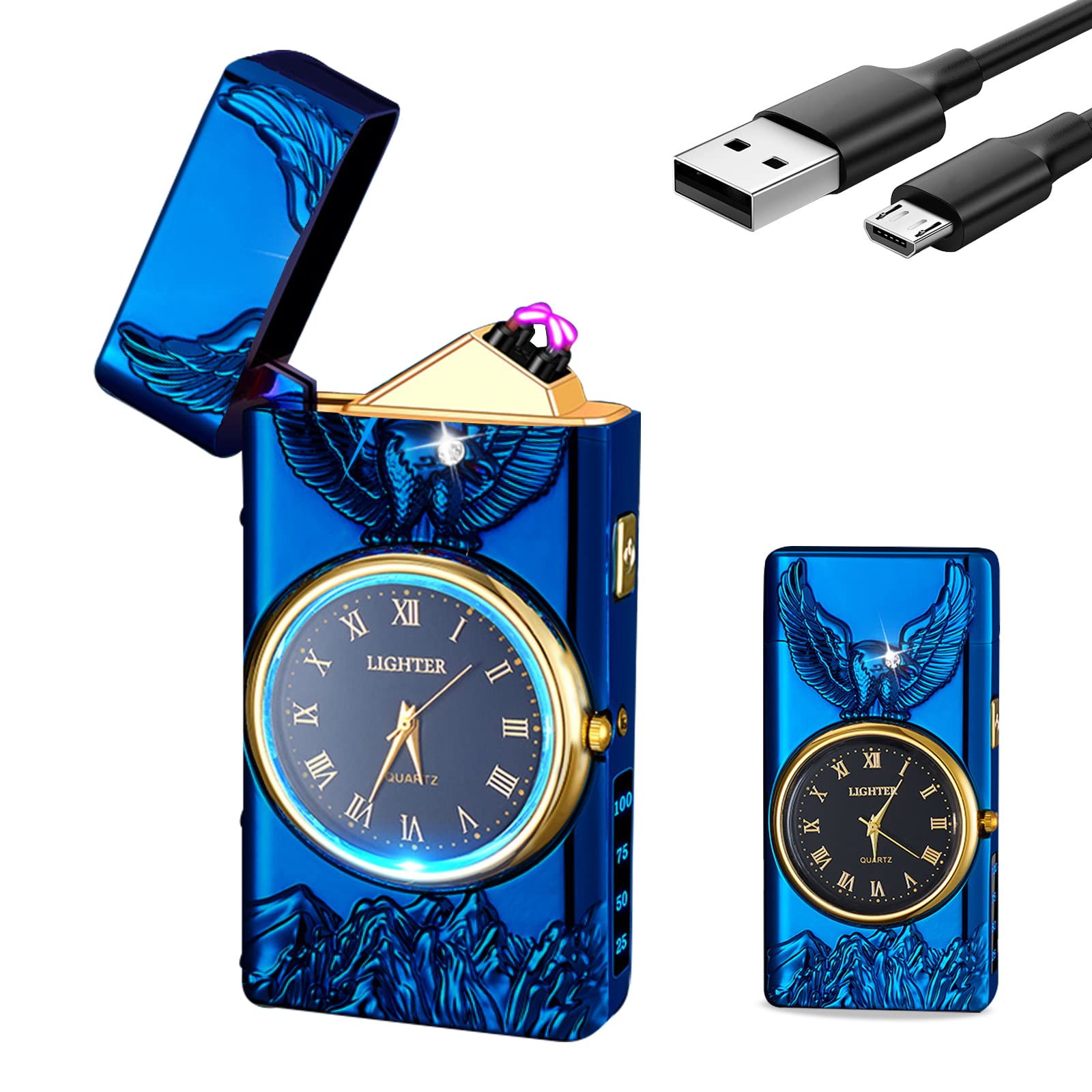 YOZWOO Electronic Lighter, Plasma Lighter, USB Rechargeable Lighter, Windproof Lighter, Dual Arc Lighter, Eagle Electric Lighter, Stylish, Outdoor Survival Lighter, Candle, Fireworks Upgrade Large