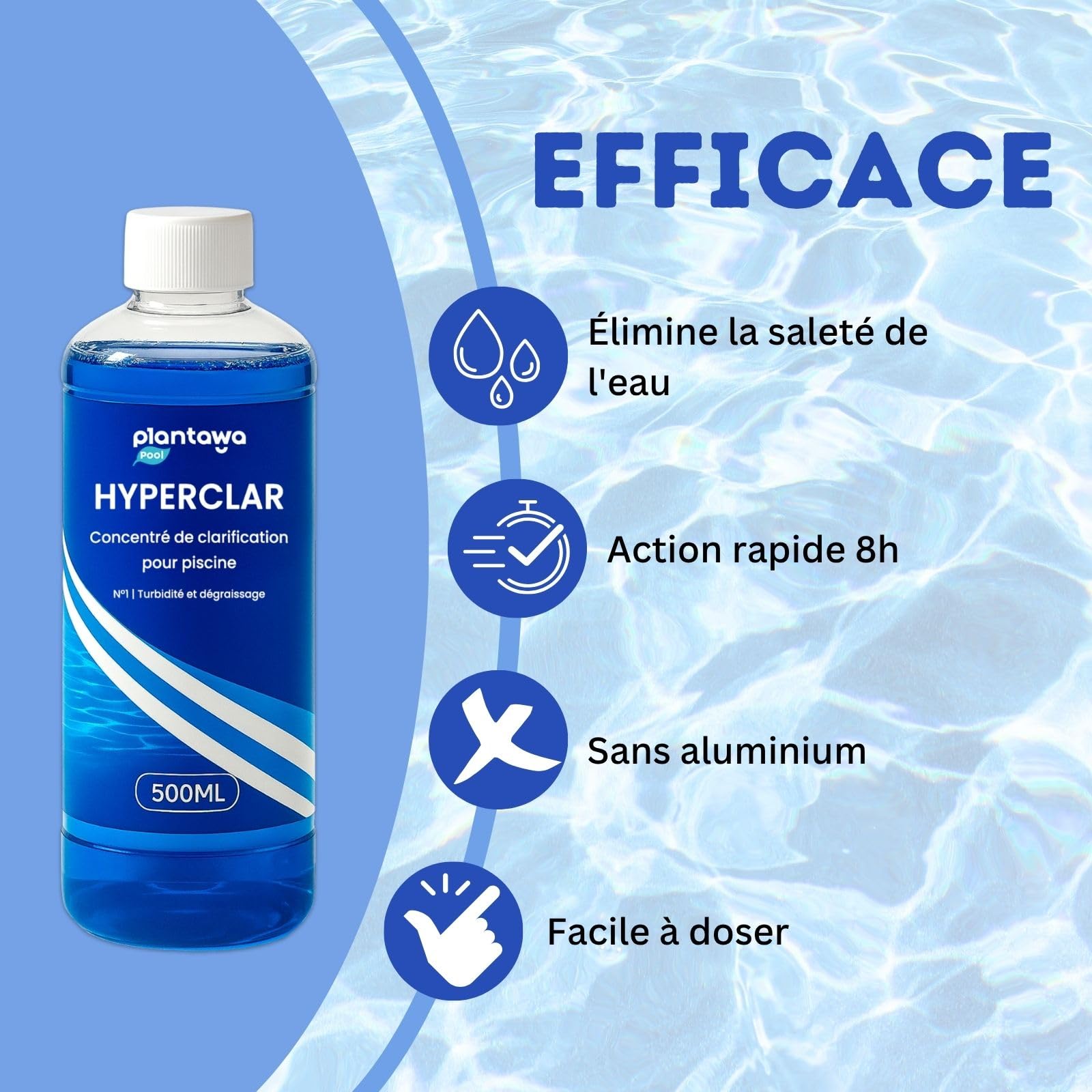 Floculant Concentré Piscine Plantawa - 14 Semaines D'action - Clarifiant Naturel Végétalien