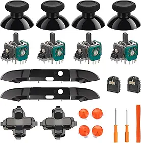Kit de reparo para controle Xbox One S/X, polegares, joysticks analógicos 3D, amortecedor LB RB, Dpad, botões ABXY, conector de fone de ouvido, peças de substituição para controle Xbox One (modelo: 1708) (laranja ABXY)