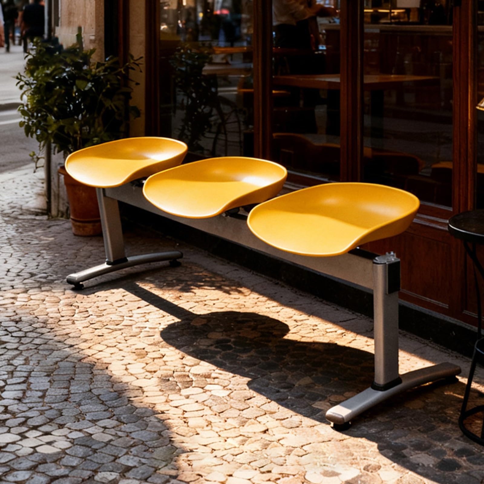 SaryEdge Office Chairs - Reception Seating Bench for Airport, Bank, Salon, School, Basketball Court - Comfortable & Durable Guest Chairs,Yellow-150cm/59in,Yellow-150cm/59in