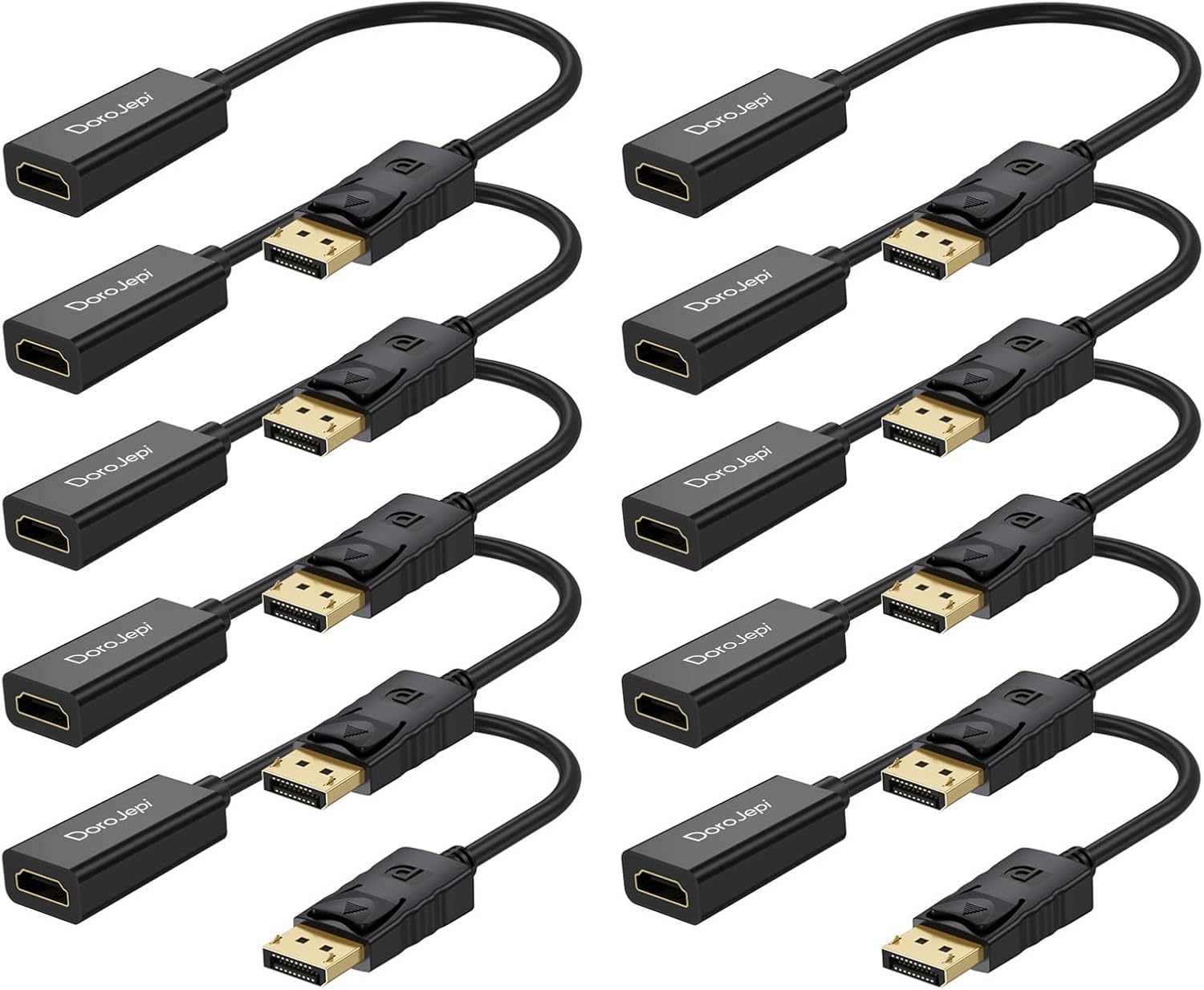 4K DisplayPort to HDMI Adapter 10 Pack, Display Port DP Male to HDMI Female Converter (Uni-Directional) Compatible with Laptop/Computer/AMD/NVIDIA, Monitor/HDTV/Projector