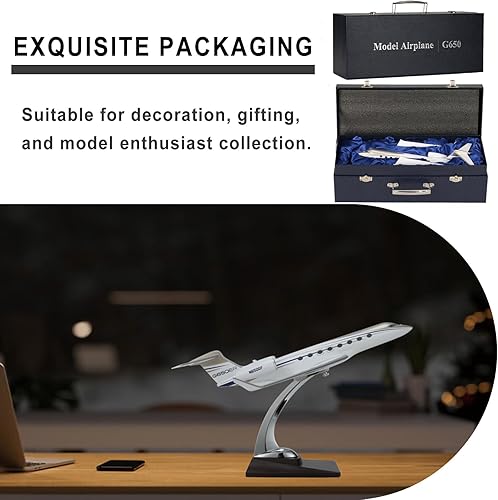 Miniatura 4 de 1100 Scale Model Aircraft Gulfstream G650 Simulation Jet Airplanes Diecast Airplane for Adults, 12 inch Resin Model Plane Enthusiasts to Collection