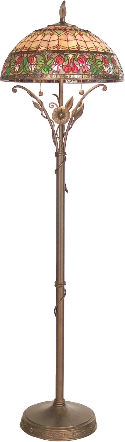 Dale Tiffany TF50101 Accardi Floor Lamp, Antique Bronze and Art Glass Shade
