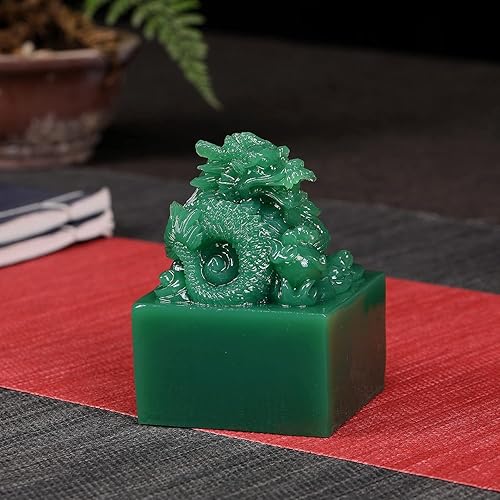 Miniatura 9 de Estatua de dragón chino  Artesanía de sello de jade imperial de piedra hecha por el hombre, escultura del dragón del zodiaco del año, decoración del