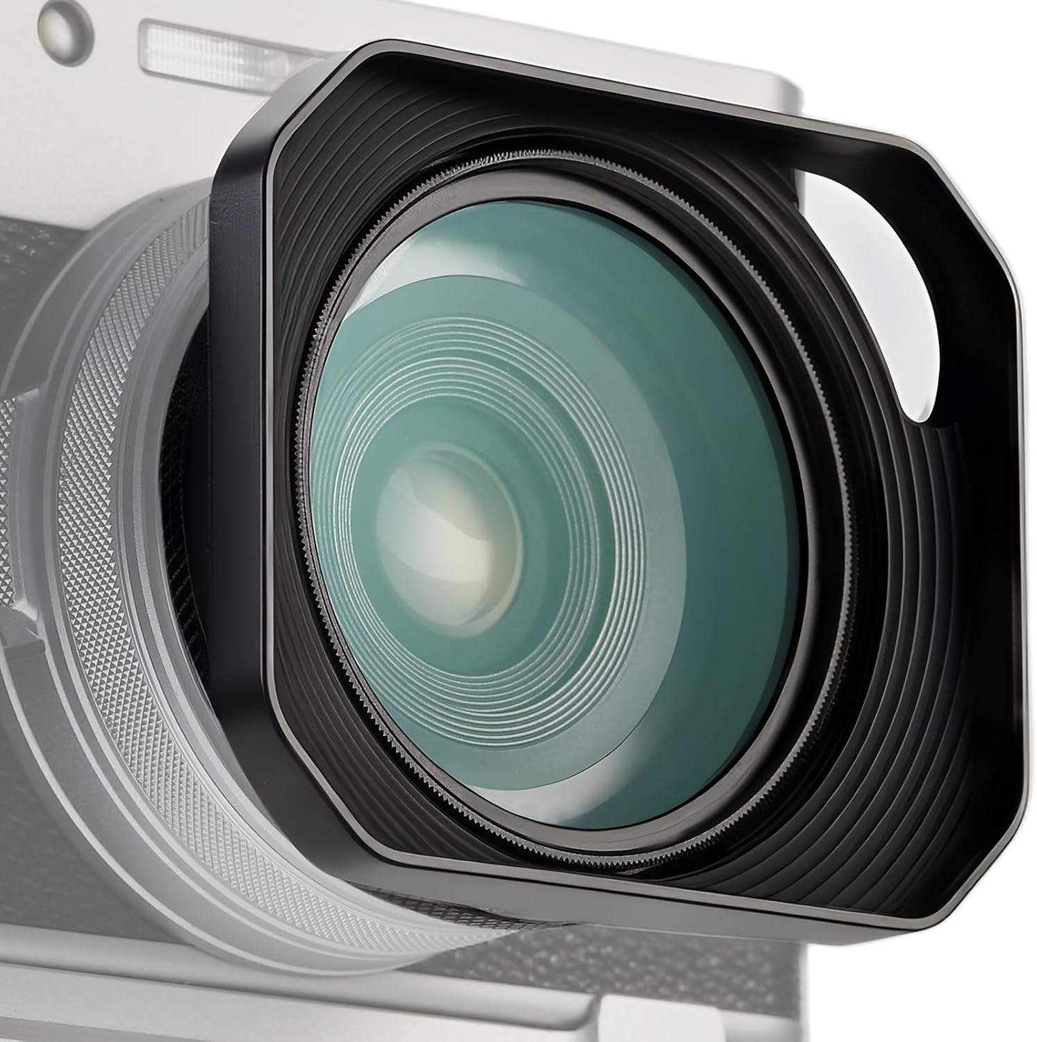 Haoge Square Metal Lens Hood for Fujifilm Camera X100VI Fuji X100V X100F X100T X100S X70 with 49mm Uv Filter Adapter Ring Accessories Hollow Out Designed Black