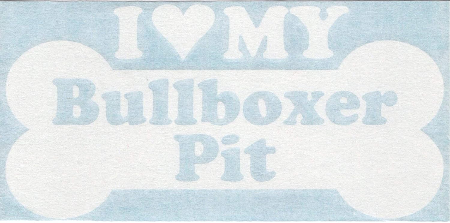 I Heart Love My Bullboxer Pit - Dog Bone Boxer American Pit Bull Terrier Designer Mix Hybrid Cars Trucks Moped Helmet Hard Hat Auto Automotive Craft Laptop Vinyl Decal Store Window Wall Sticker 13228
