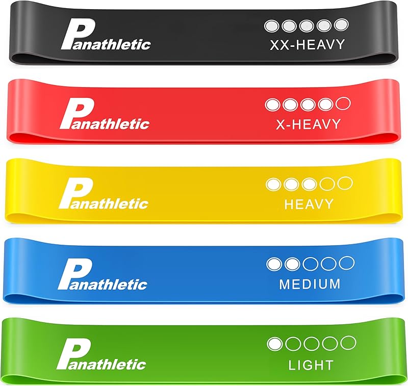 Panathletic Bandes Élastiques Fitness, Set de 5 Bandes – 5 Niveaux de Tension, Guide d’Exercices, eB