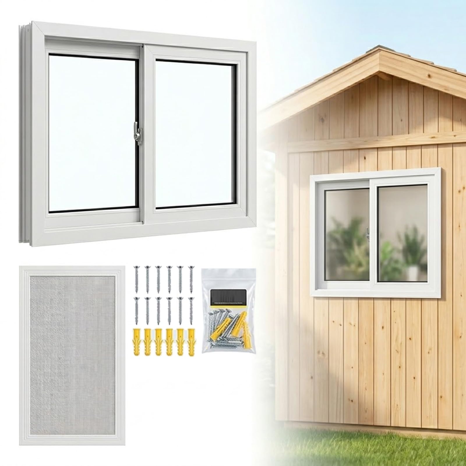 Ventana corredera de aluminio horizontal con mosquitera y cristal templado para ventilación