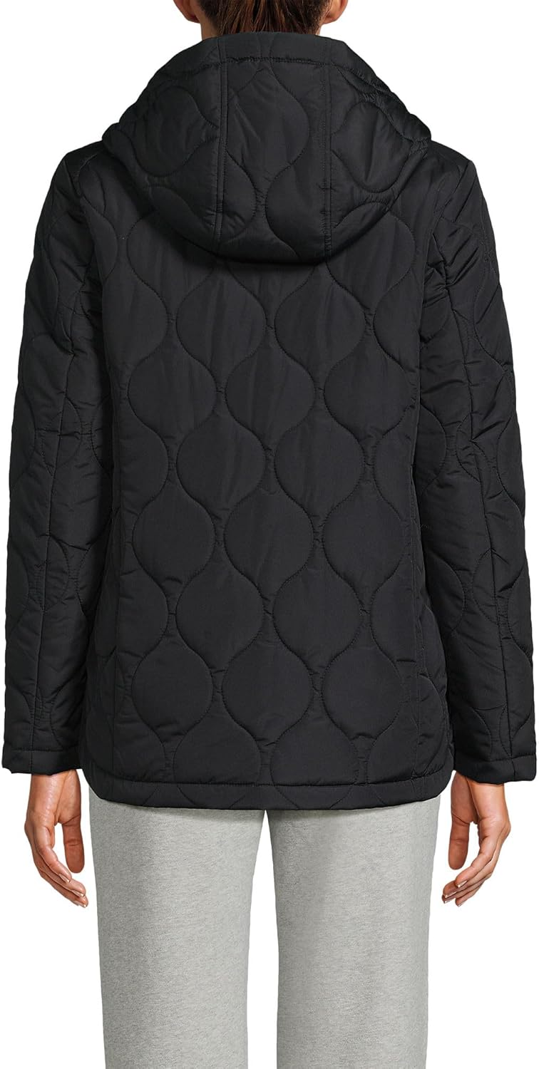Lands' End Womens FeatherFree Onion Quilted Insulated Jacket Black Regular Large - Image 2