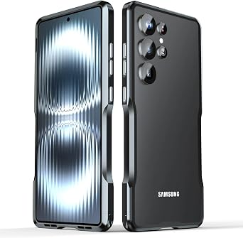 Metal Bumper Case for Samsung Galaxy S25 Ultra, Aluminum Alloy Metal Frame Soft TPU Inner Bumper Slim Cool No Back Design Not Affect Signal Fast Heat Dissipation Black