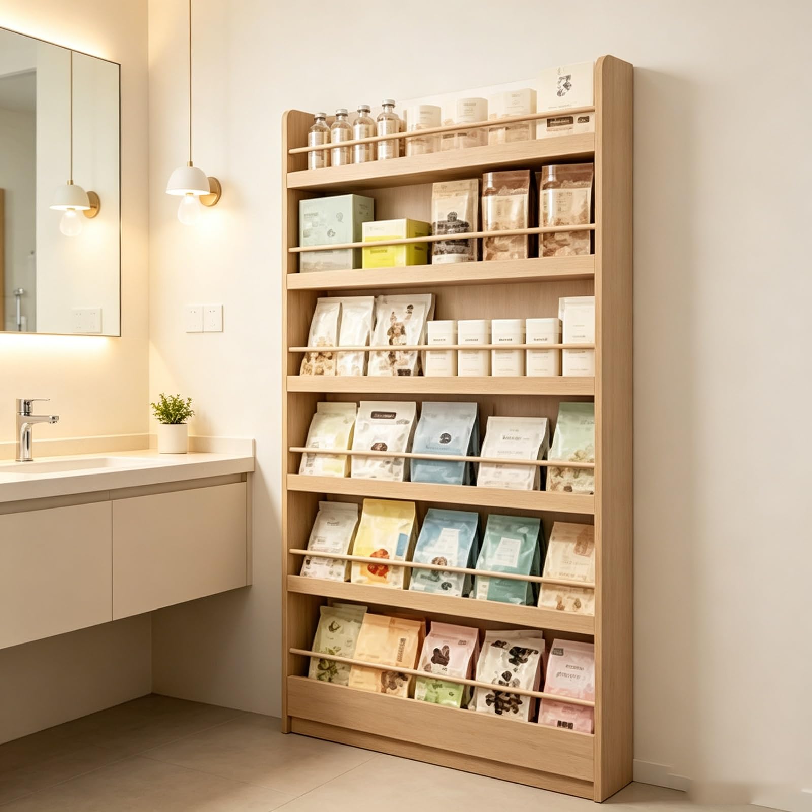 Schräges freistehendes Holz-Buchdisplay für Einzelhandel | Schräger Haushaltsbuch-Display-Organizer, freistehendes Holz-Leseregal für verpackte Literaturwaren(Width:19.68in)