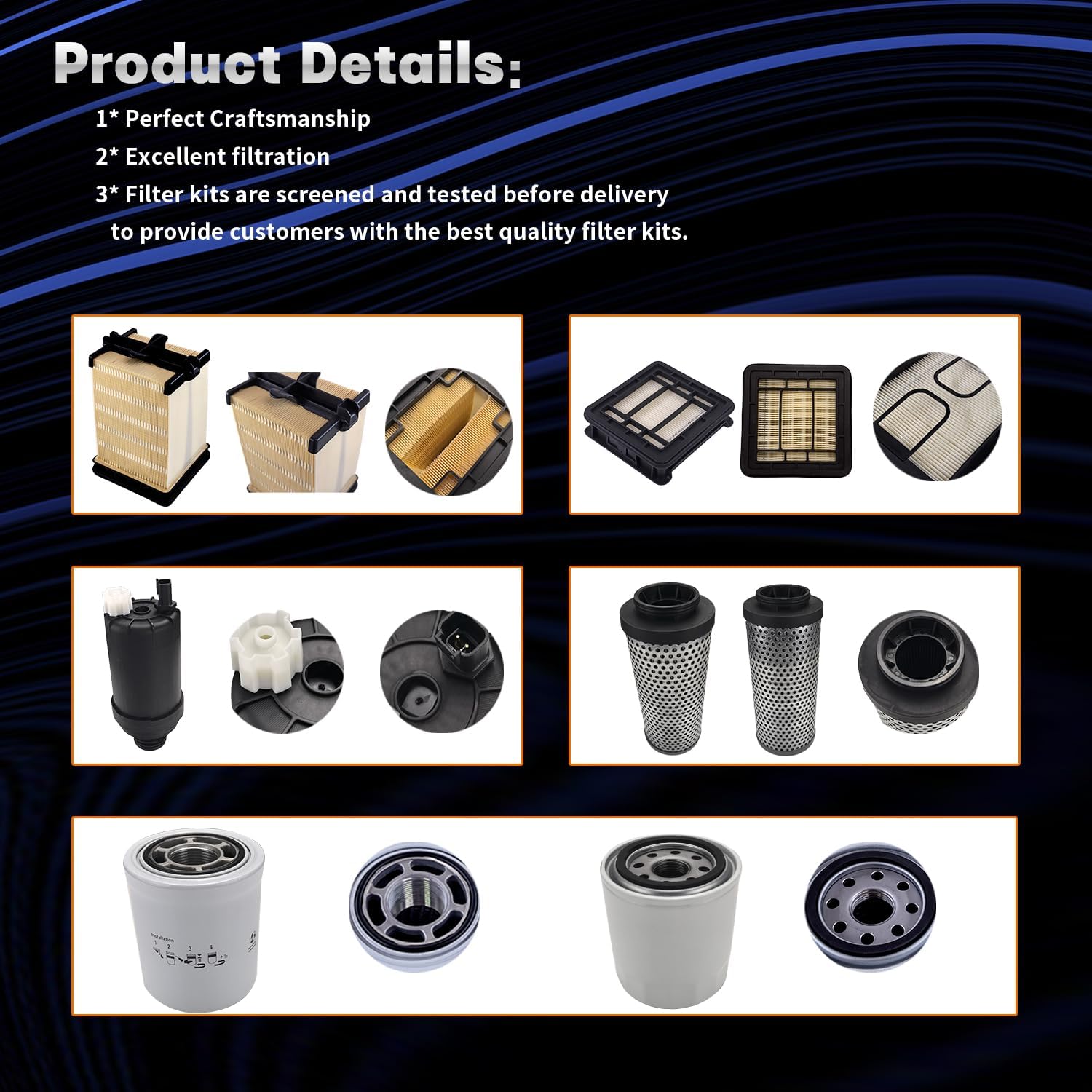 Maintenance Filter Kit for Bobcat S450 S510 S530 S550 S570 S590 S595 S630 S650 T450 T550 T590 T595 T630 T650, Filter Kit Includes 7286322,7221934,7012303,7023589,6692337,7024037,6686926,6727475
