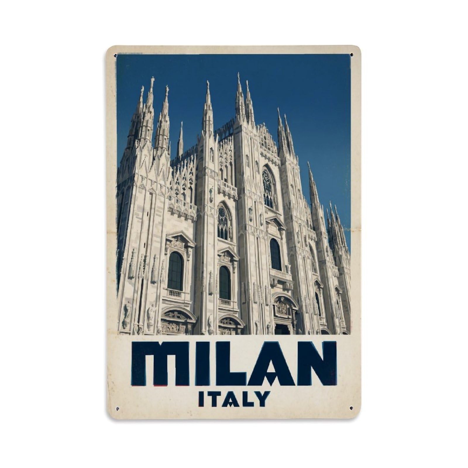 Retro Italy Milan Travel Metal Tin Sign