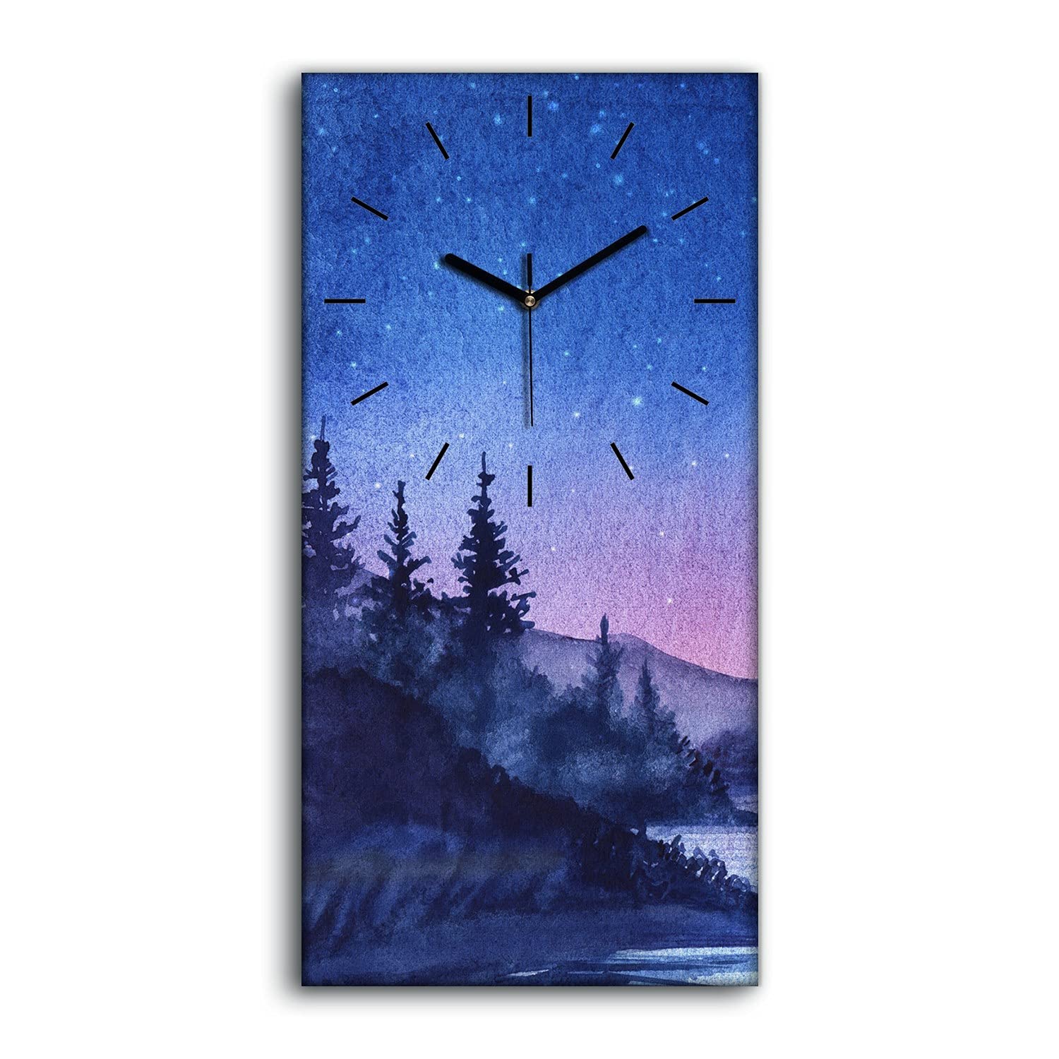 Horloge sur toile déco salon art mural nuit étoile 30x60cm