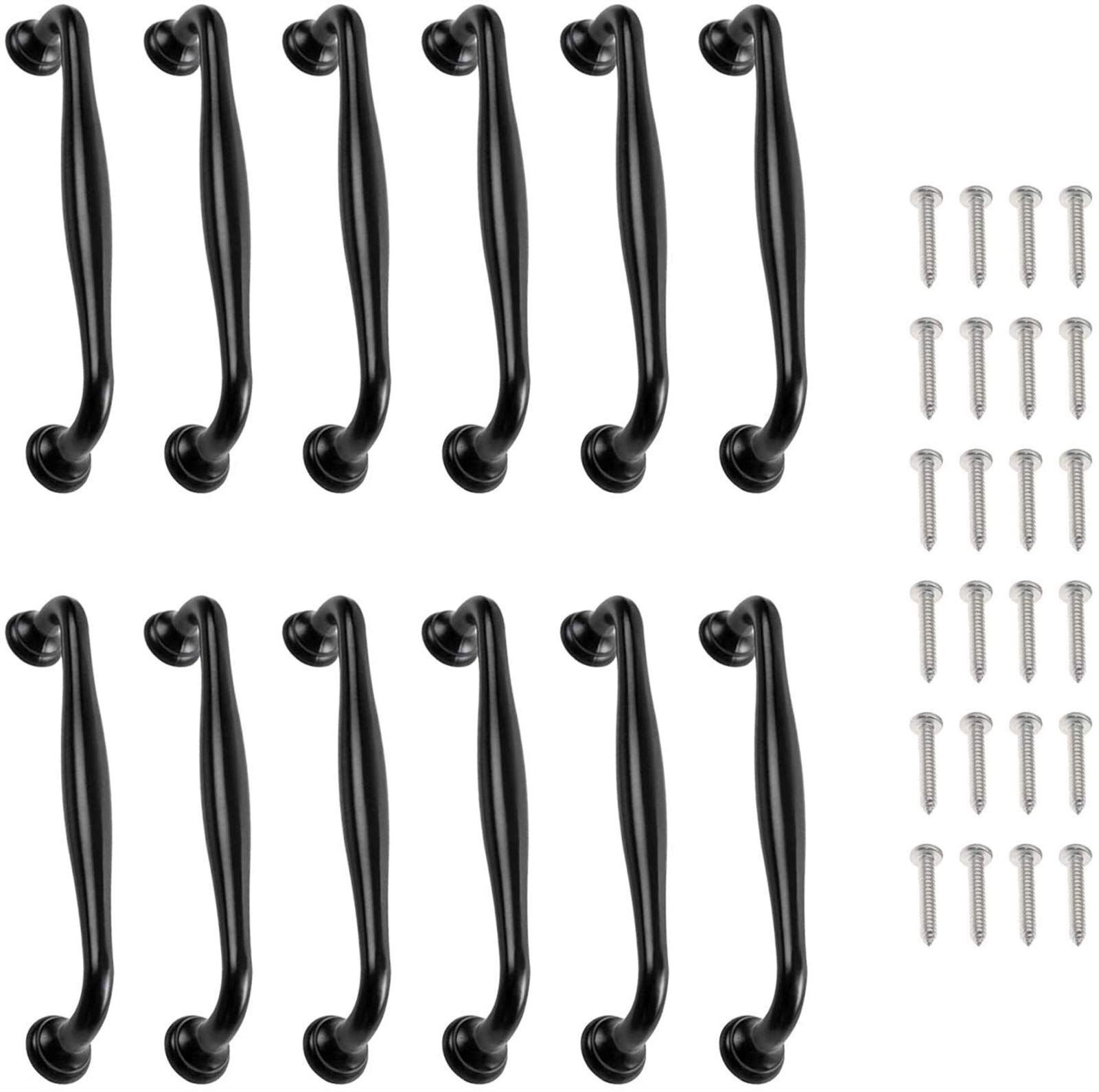 Poignées pour la cuisine XMING noires en aluminium pack de 12