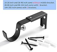 Vista 8 de Barras de cortina industriales de 1 pulgada para ventanas de 48 a 84 pulgadas, barra de cortina rústica envolvente, se adapta a cortinas opacas