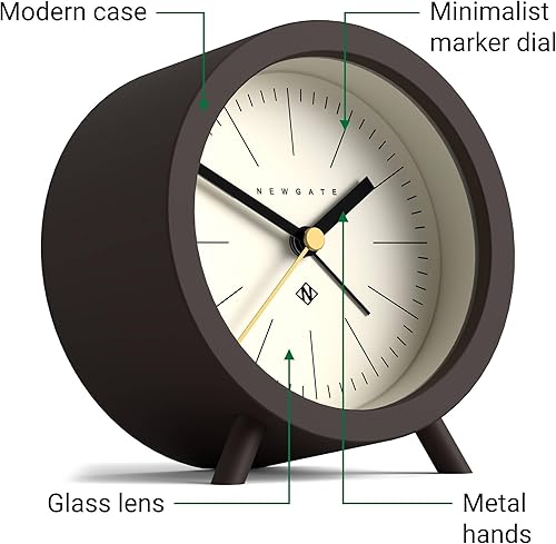 Miniatura 5 de NEWGATE Reloj despertador Fred Diseño moderno de barril Marrón chocolate Ideal para mesita de noche, escritorio o estante Moderno accesorio