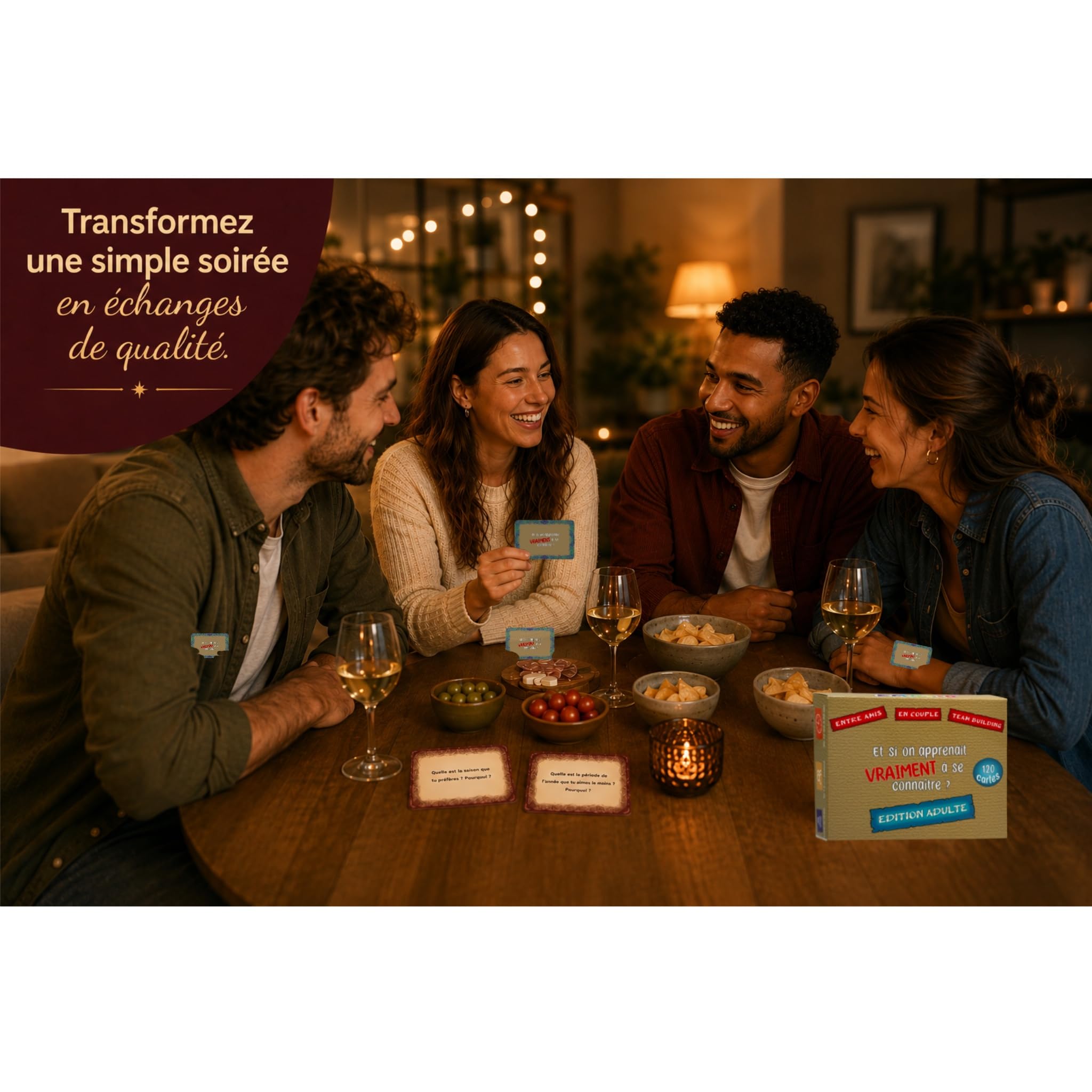 120 Questions pour Apprendre à se connaître et créer des Liens | Amis, Couples, Team-Building | créé par Une Psychologue | Fabriqué en France