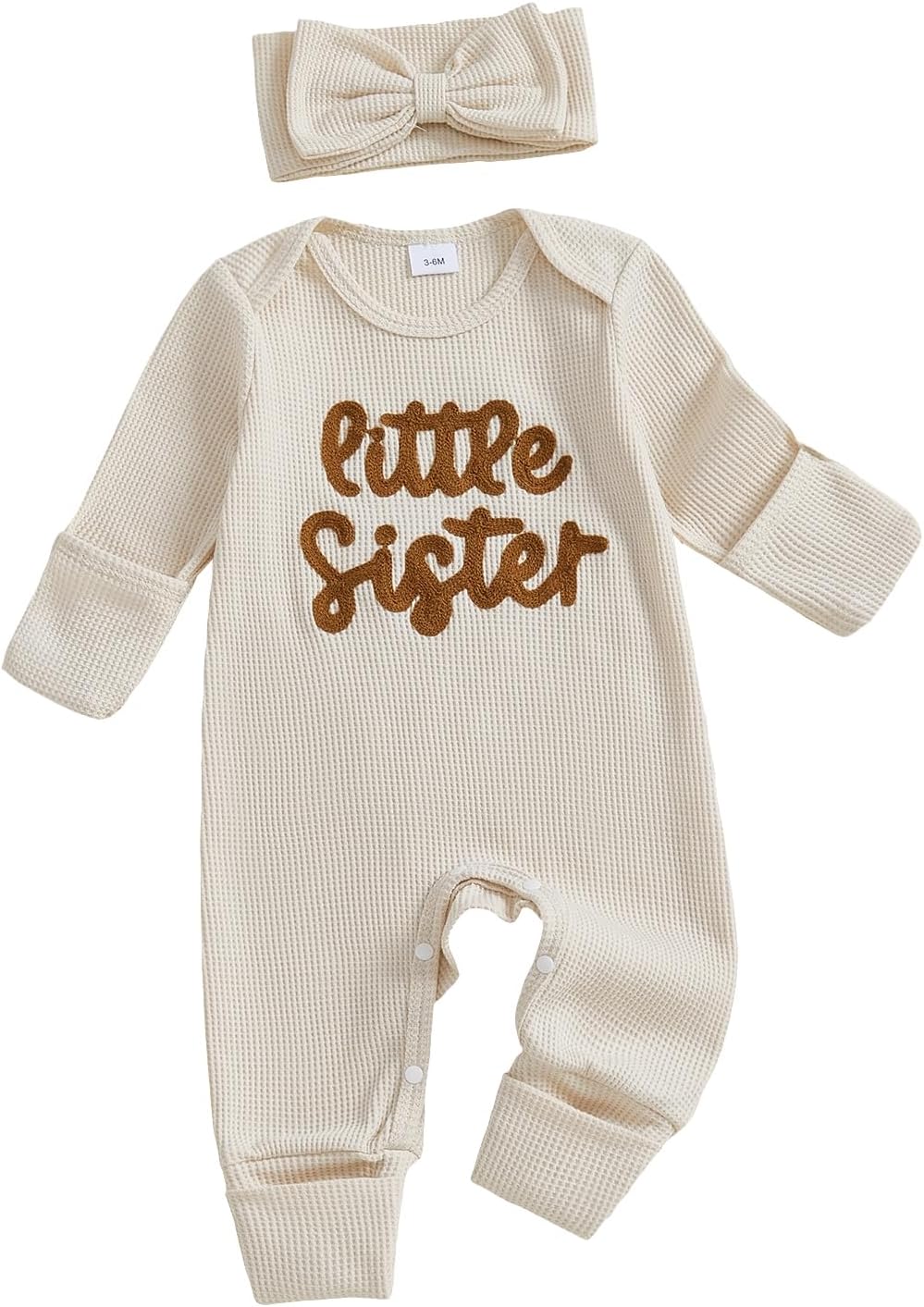 Infant Baby Girl Fall Outfit Sweatshirt Romper Little Sister Lil Sis Long Sleeve Jumpsuit Onesie Newborn Winter Clothes