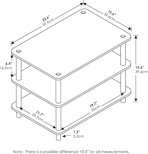 Miniatura 2 de Furinno JUST Mesa de Centro, Mesa de Centro Moderna de 3 Niveles con Estante Abierto, Mesa Auxiliar de Montaje sin Herramientas, para Sala de Estar