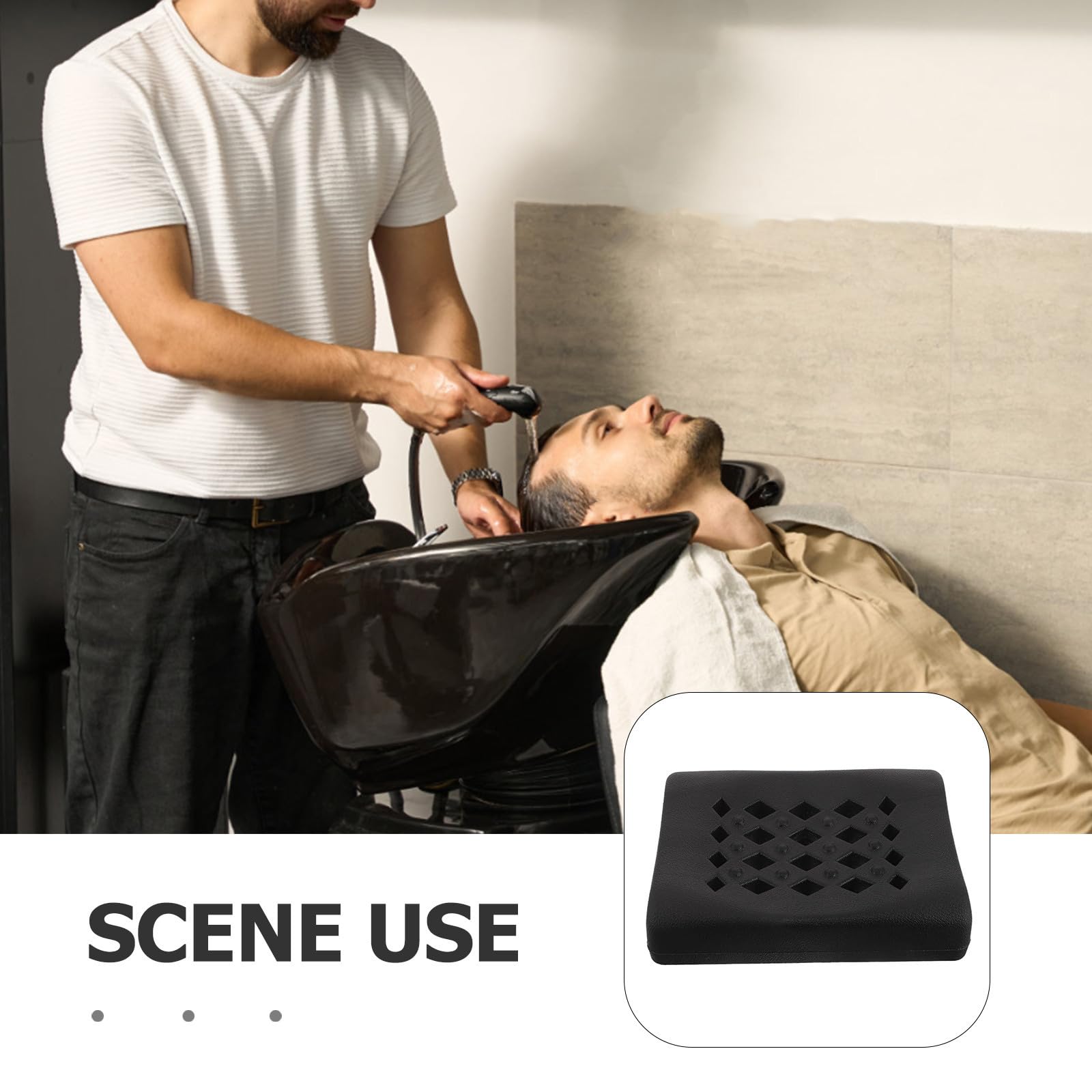 Reposacabezas de Champú para Lavabo, Cojín Cervical PVC Negro