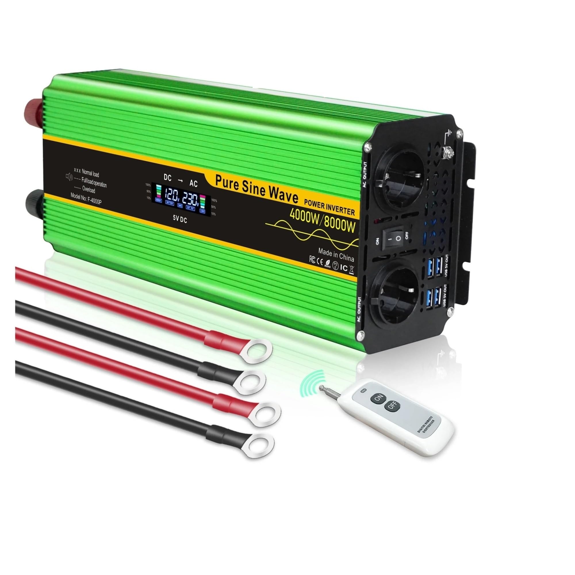 Invertitore Potenza Invertitore Di Potenza LCD Inverter A Onda Sinusoidale Pura DC12V AC 110V/220V Professionali Per Sistemi Generazione Energia Domestica Inverter(DC24V,110-120V US,8000W peak)