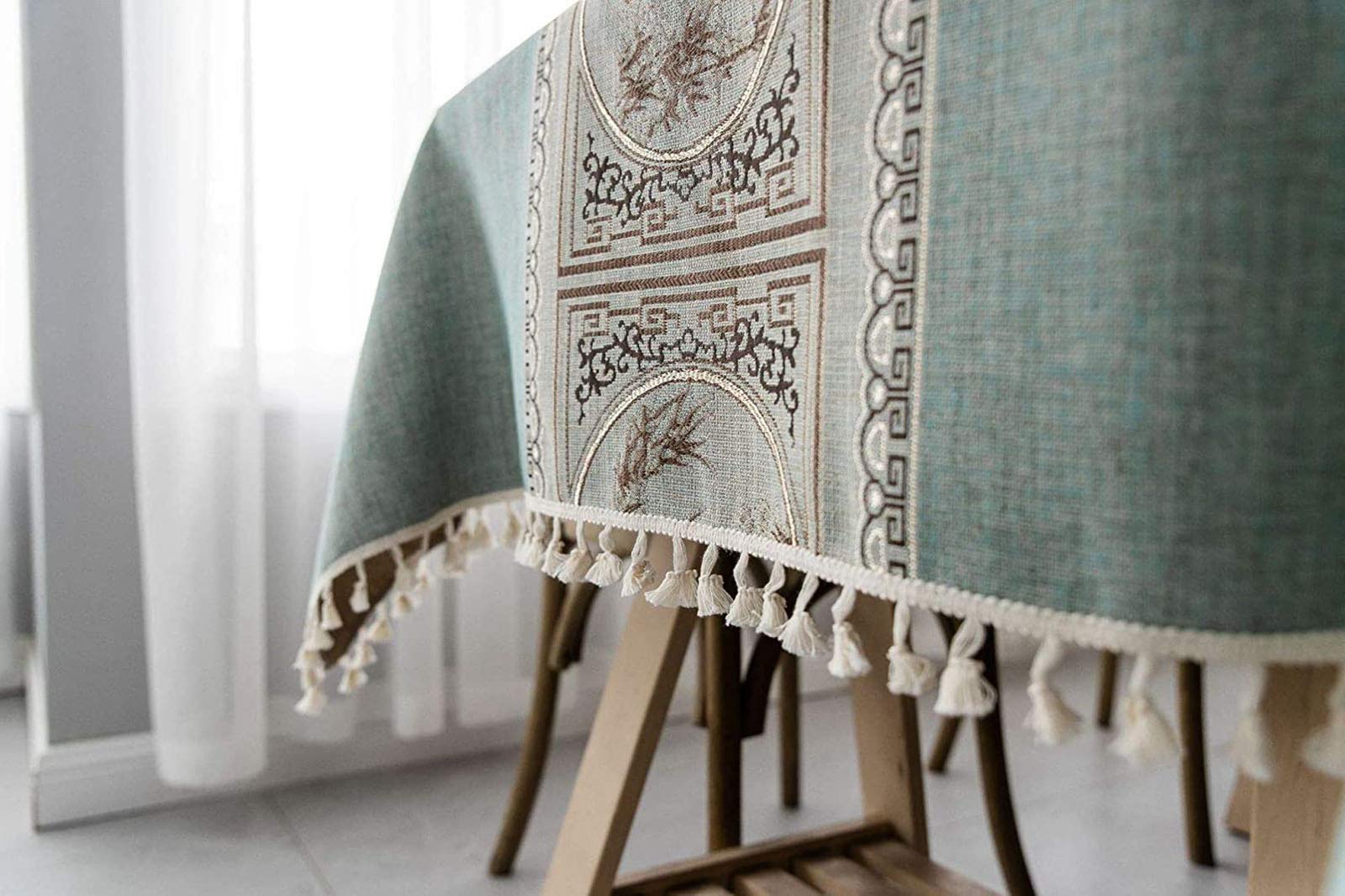 Tovaglia Tovaglia, Stile Fresco e Artistico Biancheria da Tavola in Cotone e Nappe Tovaglie Rettangolari per Tavolino da Salotto, Aspetto Lino Facile da Cura Lavabile, 140x240cm(55x94inch)