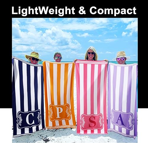 Miniatura 3 de Toalla de playa de microfibra de gran tamaño con monograma para adultos, tamaño extra grande, resistente a la arena, plegable, XL, gigante, enorme,
