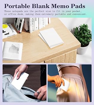 Small Note Pads A7 Pocket Notepad, 8 Pack Server Memo & Scratch Note Pads | White Memo Pads, Note Books, Small Writing Pads White Paper, 50 Sheets per Blank A6 Mini Scratch Pads for Office School Home