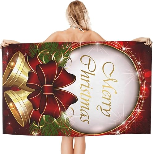 Miniatura 2 de Toalla de baño con diseño de campanilla de Navidad, con copos de nieve, toallas de playa suaves y absorbentes, de secado rápido, calidad de hotel de