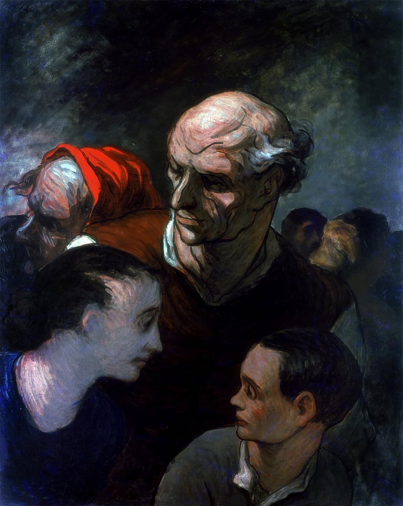 SERENDIPITP Vintage Wall Art Canvas Nordic Poster Canvas Print Picture Family in a Barricade During the Paris Commune by Honoré Daumier Wall Art Poster for Home Decor 60x90cm